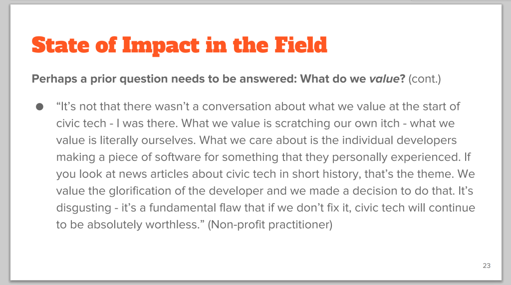 The State of Impact in Civic Tech