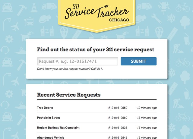 311 ServiceTracker Chicago homepage