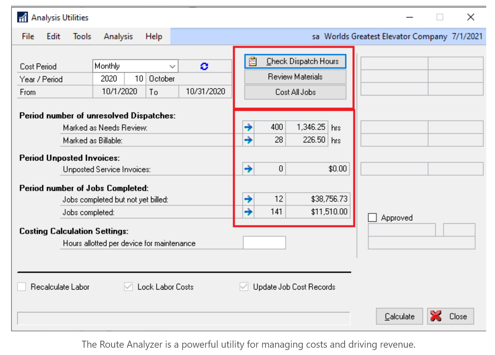 The Route Analyzer is a powerful utility for managing costs and driving revenue.